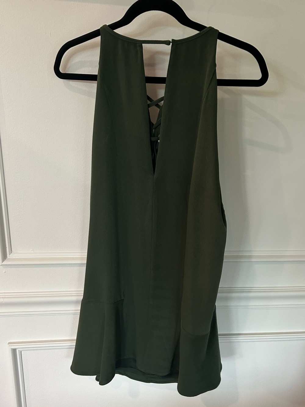 Parker Olive Lace-Up Halter Mini Dress